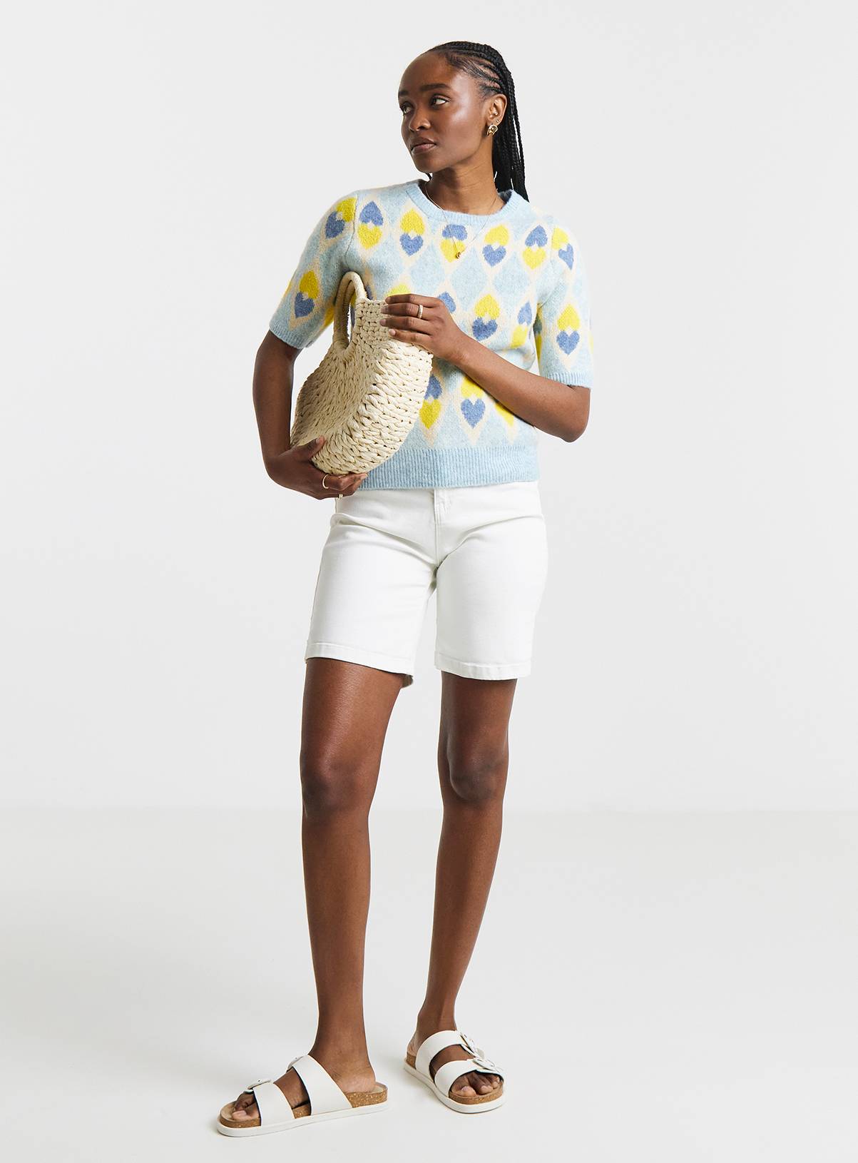 SIMPLY BE Heart Jacquard Short Sleeve Jumper 28-30 - Image 3
